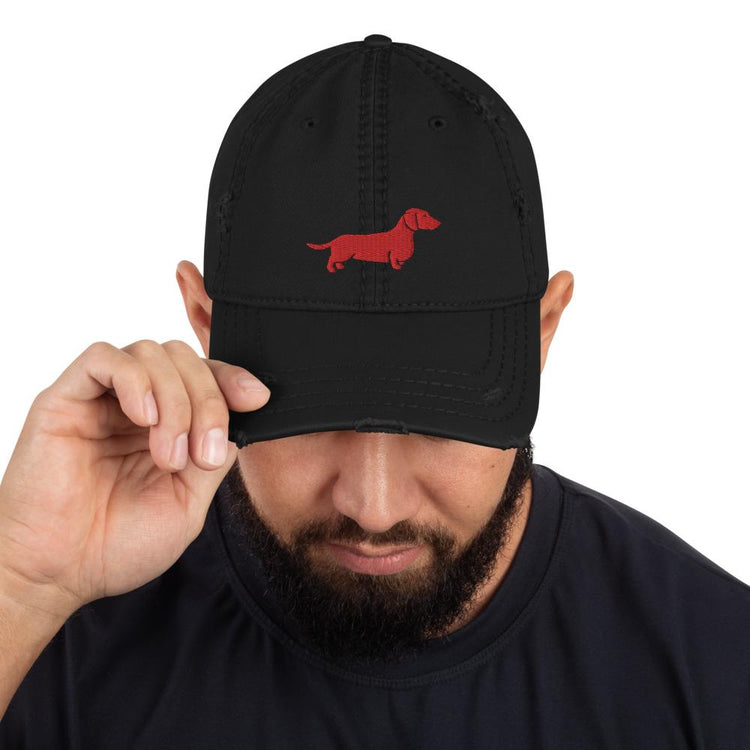 Red Doxie Distressed Ball Cap - B.T. Polcari