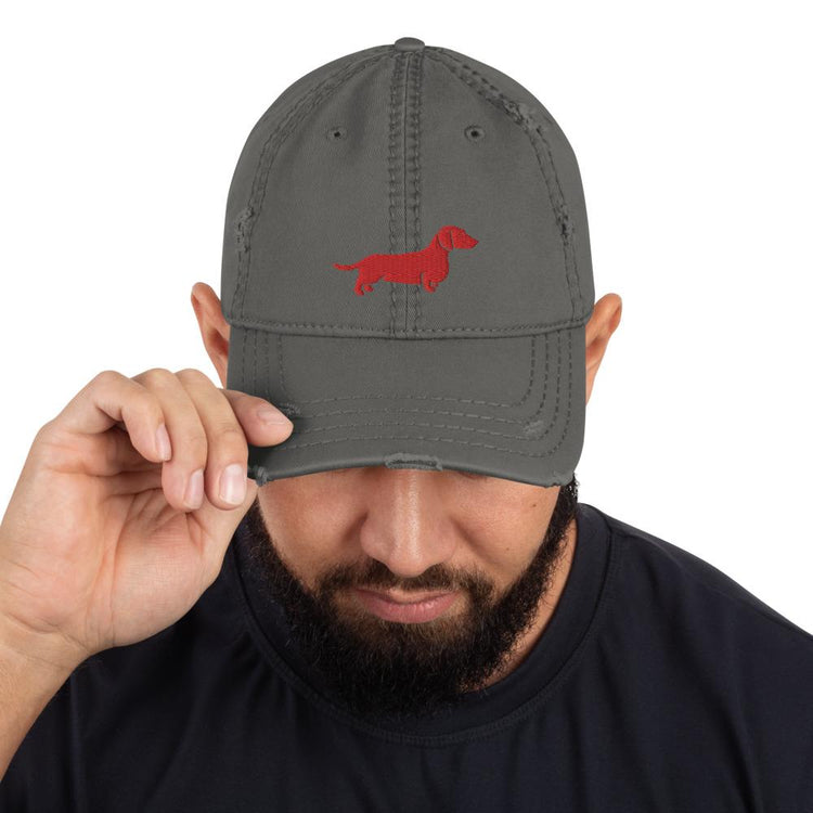 Red Doxie Distressed Ball Cap - B.T. Polcari