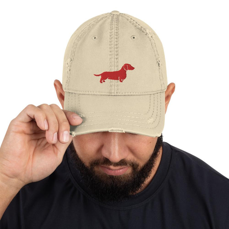 Red Doxie Distressed Ball Cap - B.T. Polcari