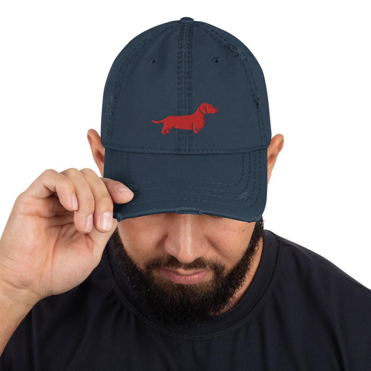Red Doxie Distressed Ball Cap - B.T. Polcari