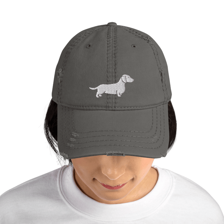 White Doxie Distressed Ball Cap - B.T. Polcari
